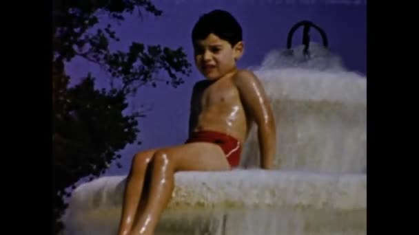 Coventry United Kingdom May 1963 Child Swimming Pool Memories Scene — Stock Video