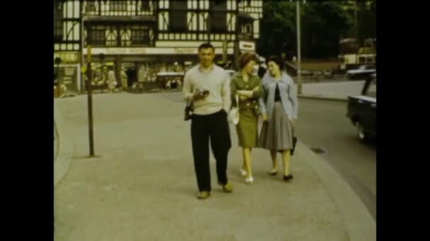 Coventry United Kingdom May 1963 People Stroll Carefree City Scene — Stock Video