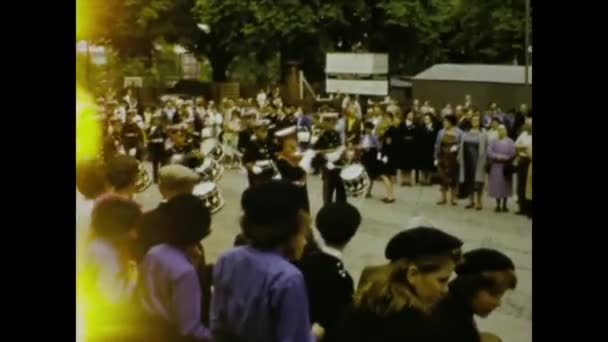 Coventry United Kingdom May 1963 People Parade Street Scene 60S — Stock Video