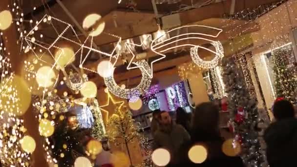 Verona Italien December 2022 Juldekoration Butik Inredning Detalj Julen — Stockvideo