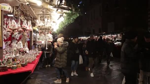 イタリアのヴェローナ2022年12月17日 市内のクリスマスマーケット — ストック動画