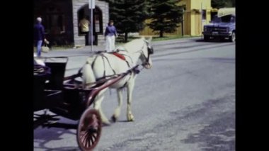 Skagway, ABD Temmuz 1987: Skagway sokak manzaralı evler ve 80 'lerde gerçek hayat sahnesi