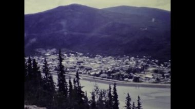 Dawson City, Kanada Temmuz 1987: Dawson City 'nin 80' lerdeki hava manzarası