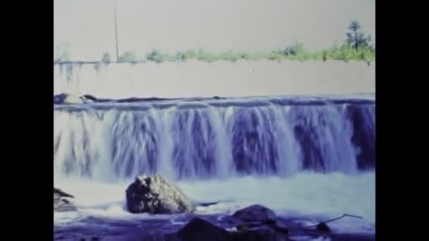 Anchorage United States July 1987 Small Waterfall River Salmon Scene — Video Stock