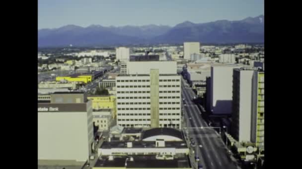 Anchorage Ηνωμένες Πολιτείες Ιούλιος 1987 Anchorage Alaska City View Buildings — Αρχείο Βίντεο