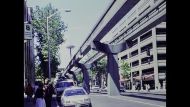 Seattle Abd Temmuz 1987 Seattle Hava Sahneleri Şehir Manzarası Lerde — Stok video