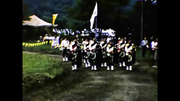 Лінвіль Сша 1966 Музичний Парад Волинками Сцени — стокове відео