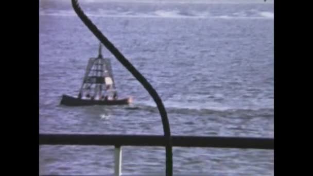 Liverpool Велика Британія April 1966 Ferry Boat Navigation Scene 60S — стокове відео
