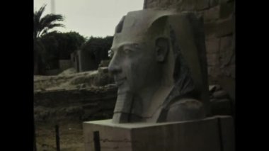 Luxor, Mısır Mart 1977: 70 'lerde Lüksemburg Mısır tapınağı manzarası