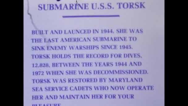 1975年 昭和50年 8月米国ボルティモア 70年代の潜水艦任務 — ストック動画