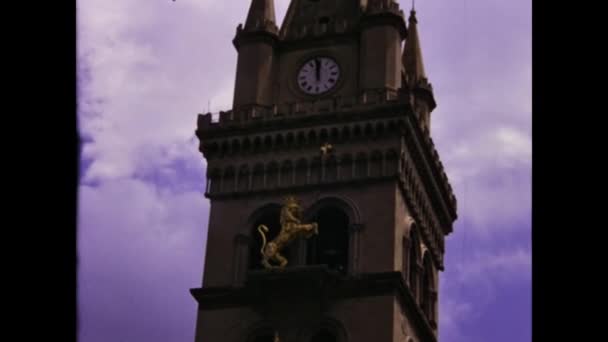 Messina Włochy Czerwiec 1975 Scena Dzwonnicą Mesyny Latach Dzwonnica Katedry — Wideo stockowe