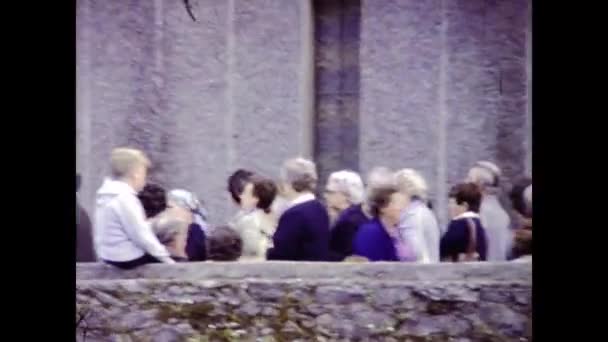 Lourdes France June 1980 People Faithful Lourdes Pilgrimage Scenes 80S — Stock Video