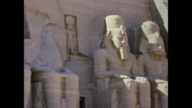 Assuan, Egypt March 1977: Abu simbel temple view in 70s