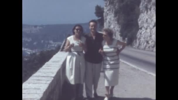 Nice France June 1959 Man Two Women Vacation Scene 50S — Video Stock