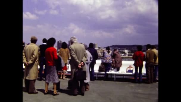 Cagliari Itália Junho 1981 Pessoas Cena Doca Ferry Nos Anos — Vídeo de Stock
