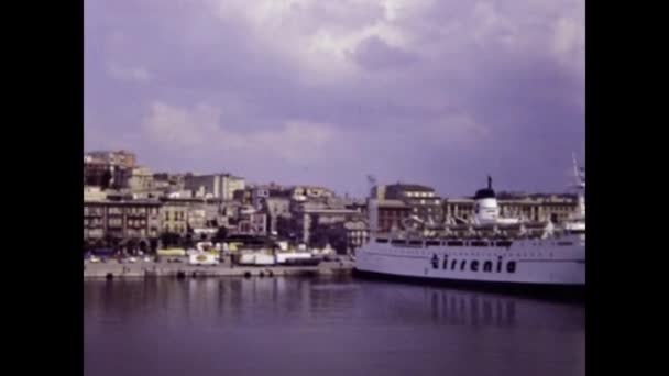 Cagliari Talya Haziran 1981 Lerde Cagliari Liman Manzarası — Stok video