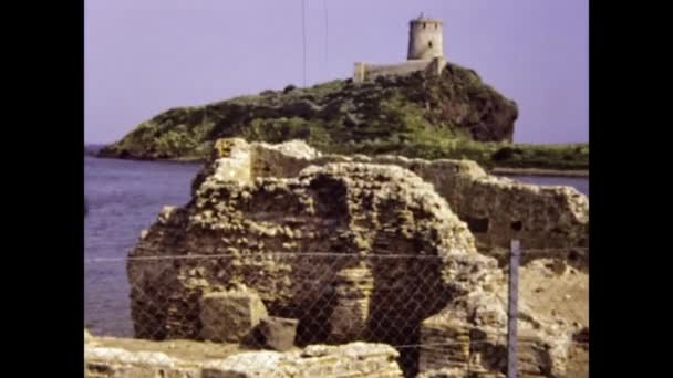 Кальяри Италия Июнь 1981 Сардинский Археологический Памятник — стоковое видео