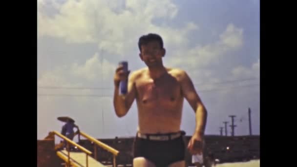 San Diego Abd Haziran 1947 Ların Sahnesinde Insanlar Plaj Tatili — Stok video