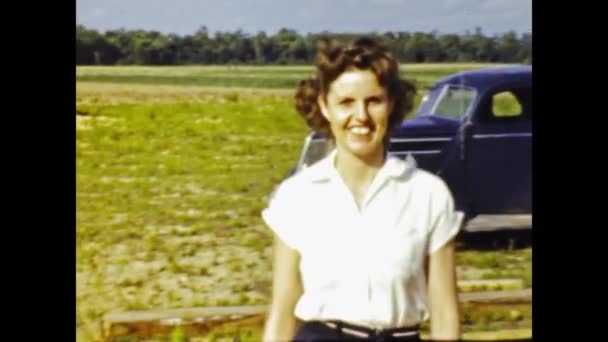 Wakulla Ηνωμένες Πολιτείες Ιούνιος 1947 Οικογένεια Αμερικανών Αγροτών Στη Σκηνή — Αρχείο Βίντεο
