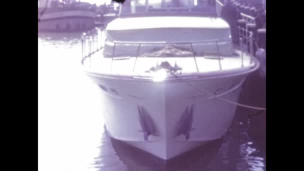 Brussels Belgium June 1960 Rich Men Private Boat Scene 60S — Video Stock