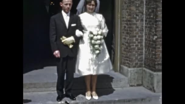 Брюссель Бельгія 1960 Весільна Сцена Спогадів — стокове відео