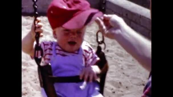 San Diego United States June 1947 Kids Play Slide Swing — Video