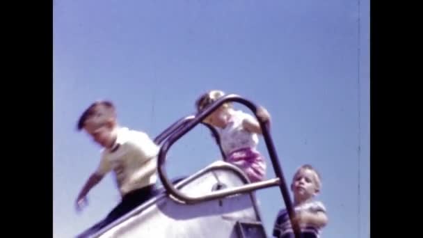 San Diego United States June 1947 Kids Play Slide Swing — Vídeos de Stock