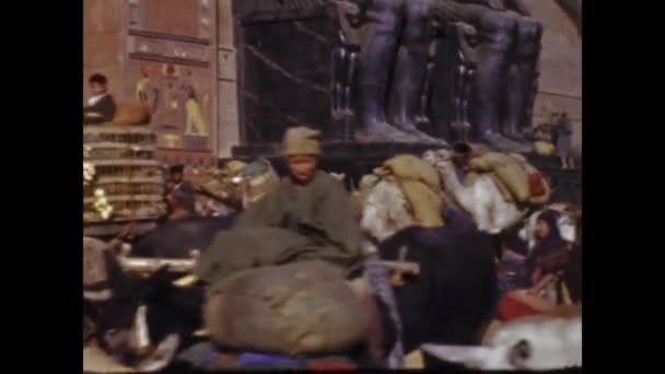 Cairo Egypt May 1947 Crowd People Egyptian City 40S Scene — Video Stock