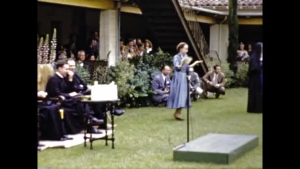 San Diego Stany Zjednoczone Czerwiec 1947 Ceremonia Ukończenia Szkoły Przez — Wideo stockowe