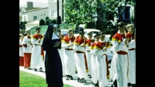 San Diego 1947 Június Keresztény Vallási Felvonulás Években — Stock videók