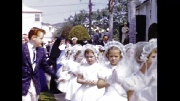 San Diego June 1947 Christian Religious Procession Scene 40S — Vídeos de Stock