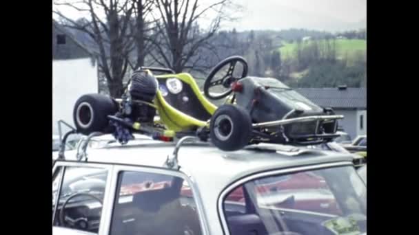 Βερολίνο Γερμανία Ιούνιος 1976 Kart Pits Scene 70S — Αρχείο Βίντεο