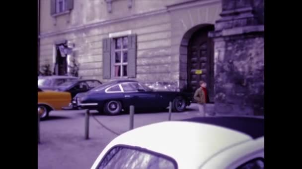 Salzburg Austria June 1976 Luxury Old Ferrari Car Scene 70S — стокове відео