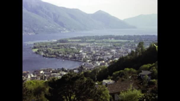 Locarno Włochy Może 1984 Jezioro Maggiore Widok Krajobraz Latach Tych — Wideo stockowe