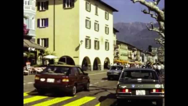 Ascona Switzerland May 1984 Ascona Village View Front Lake Maggiore — Stock Video