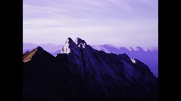 Dolomites Italy May 1974 Rocky Peaks Mountain Scene 70S — Vídeos de Stock