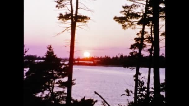 Toronto Kanada Augusti 1963 Vacker Solnedgång Kanadensisk Sjö Scen Talet — Stockvideo