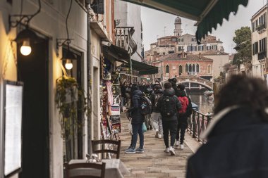 Venice, Italy 6 January 2023: Venice city view in a cloudy day in winter season