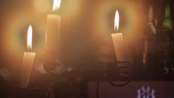 Mysterious Candle Scene Evocative Image — Stock Video