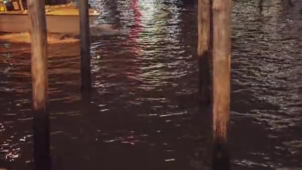 Water Movement Detail Venice Night — Stockvideo