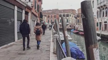 Venice, Italy 6 January 2023: Venice city view in a cloudy day in winter season