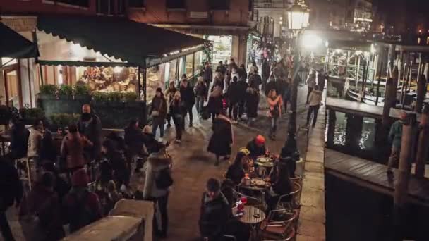 Βενετία Ιταλία Ιανουαρίου 2023 Πλήθος Ανθρώπων Στη Σκηνή Της Βενετίας — Αρχείο Βίντεο