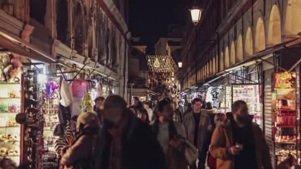 Βενετία Ιταλία Ιανουαρίου 2023 Πλήθος Ανθρώπων Στη Σκηνή Της Βενετίας — Αρχείο Βίντεο