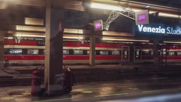 Venice Italy January 2023 Night Train Journey Seen Window — Stock videók
