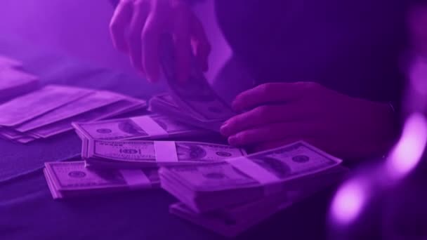 Close Hands Man Packs Money Briefcase Prepares Gamble Casino — Vídeo de stock