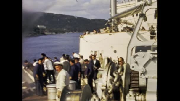 1968年 昭和43年 60年代の客船シーンを持つクルーズ船 — ストック動画
