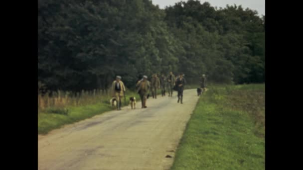 Копенгаген Данія 1968 Історичний Запис Про Мисливців Під Час Полювання — стокове відео