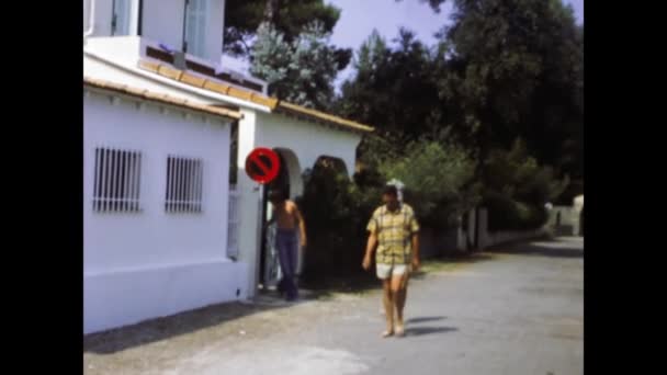 Viserba Italy June 1975 Historic Footage Show Mediterranean Village Узбережжі — стокове відео
