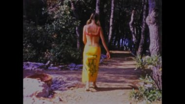 Pakostane, Croatia May 1968: Relive the golden moments of family beach vacations in the 70s with this vintage video footage. Featuring scenic views of the ocean and happy families playing together