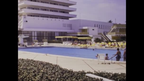 Miami Usa Juni 1979 Miami Hotell Med Pool Scen Talet — Stockvideo